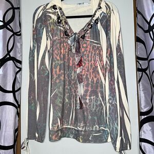 Spice & Roses Boho Colorful Lightweight Hoodie size Large